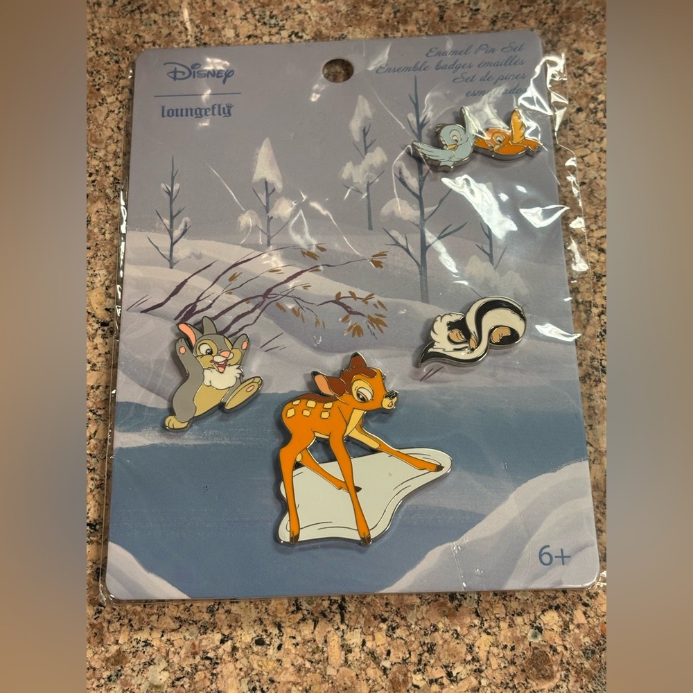 Loungefly Disney Bambi Snow Day - 4 Piece Enamel Pin Set New In Orig Wrapping